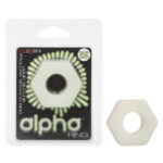 Alpha Glow-in-the-Dark Liquid Silicone Prolong Sexagon Ring - White - Image 7