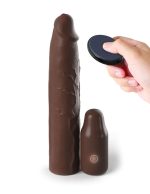 Fantasy X-Tensions Elite 9 Inch Sleeve Vibrating 3 Inch Plug With Remote - Brown - Image 3