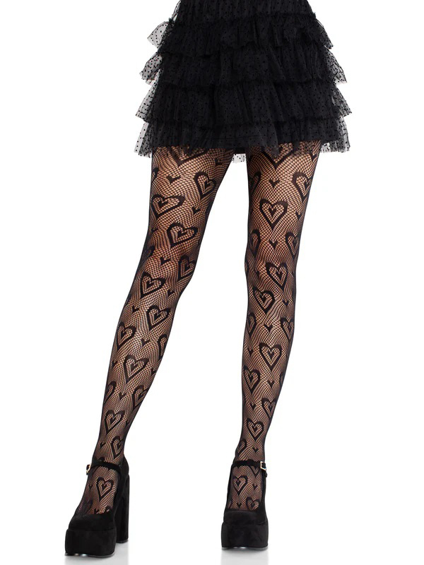 1pOKkBvb Cherie Heart Net Tights O/s - Black - Image 1