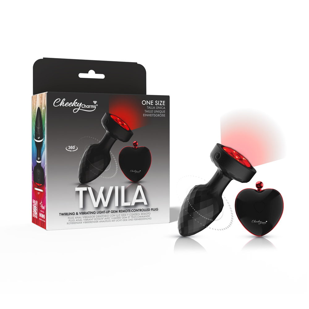 1stvgUJb Twila Twirling Smoke Gem Light Up Vibrating Plug With Blk Heart Remote - Image 1