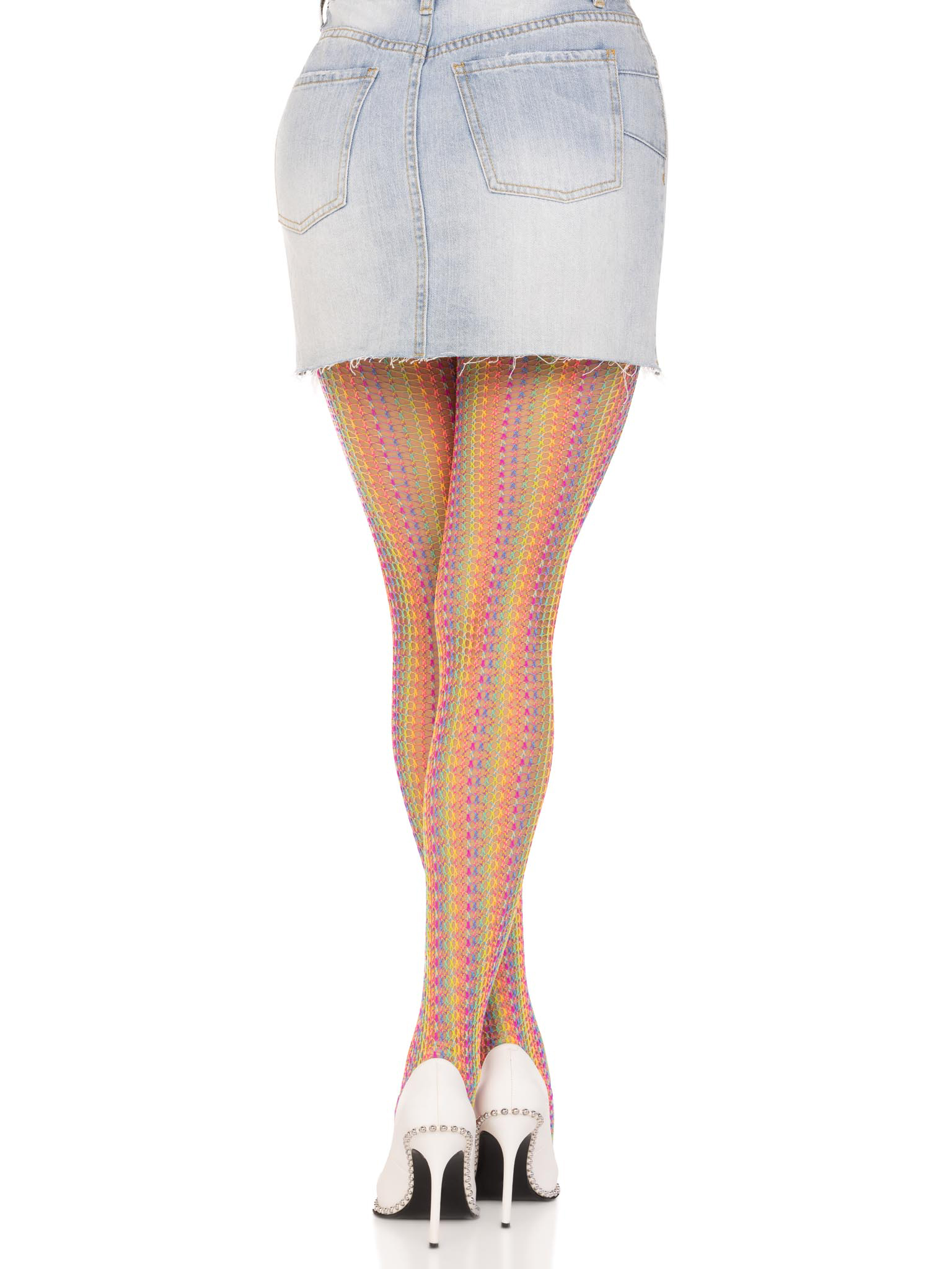 24amrqRwwvzcRao8xeS5Vbu3SX52lSdG Rainbow Crochet Net Tights - One Size - Multicolor - Image 1