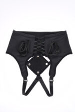 High Waisted Corset Strap on - Black - Image 6