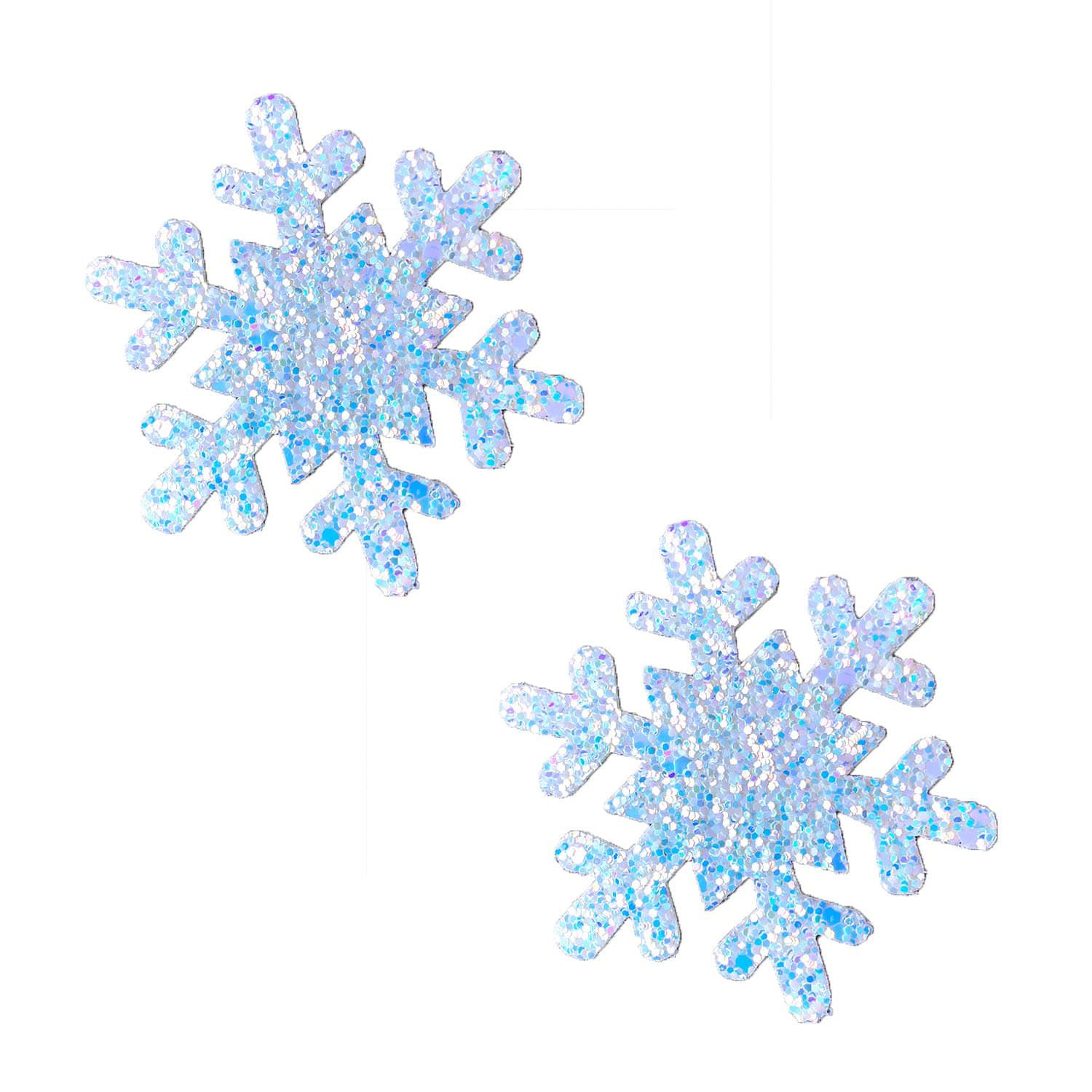 3OTxfltRotPTkXMquT56yvVe11m1CMcT Super Sparkle White Chunky Glitter Snowflake Nipple Cover Pasties - Image 1