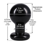 Round Butt Plug Large - Black - Image 4