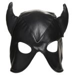 Dungeon Demon Bondage Hood With Horns - Black - Image 4