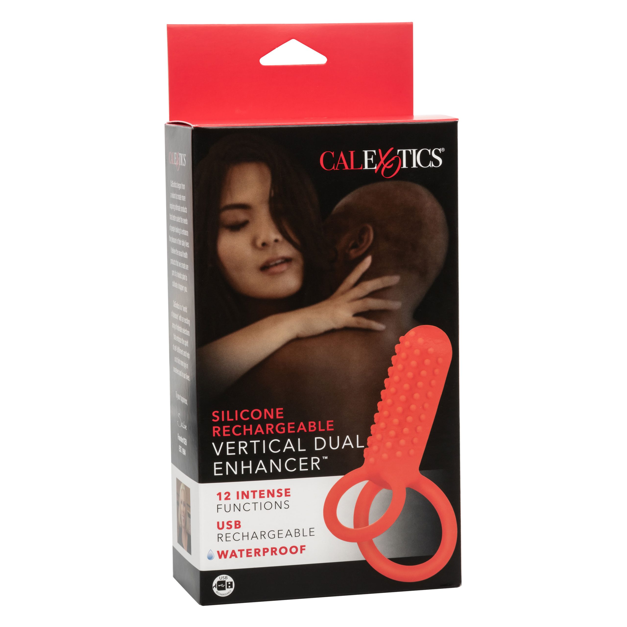 4BjlXCEHvUYUwGJbXdsBmv0SU1LLg0jH Silicone Rechargeable Vertical Dual Enhancer - Red - Image 1