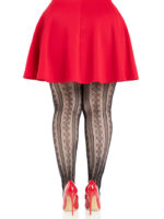 Plus Sweetheart Striped Tights Black Red - Image 2