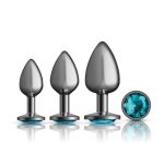 Teal Round Gem Anal Trainer Kit - Gunmetal - Image 4
