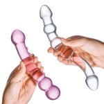 2 Pc Double Pleasure Glass Dildo Set - Pink/clear - Image 4