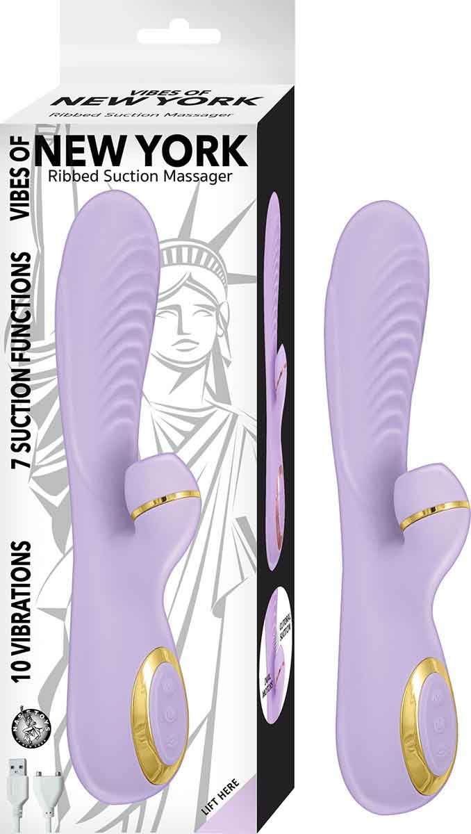 4yvfp5TO0MRyMBZbeXlEEn2sWueBC9GE Vibes of New York Ribbed Suction Massager - Lavender - Image 1