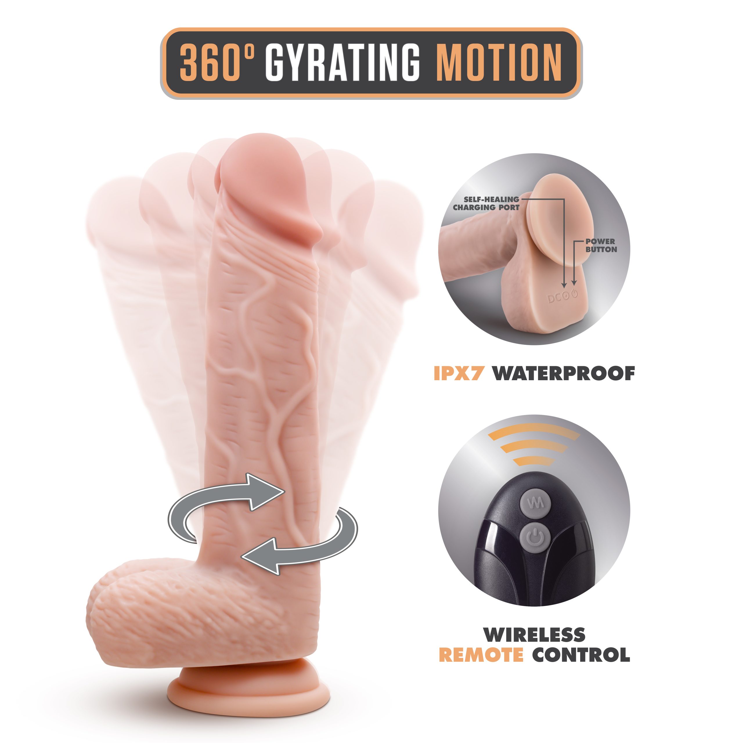 5JNzGWUGfv17IXbgiyd0zpSbXIDhNKWg Dr. Skin Silicone - Dr. Ethan - 8.5 Inch Gyrating Dildo - Beige - Image 1