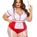Plus Nurse Feelgood Sexy Costume - 3x/4x - White / Red
