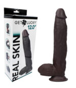 Real Skin 12” Dual Layer Dildo - Dark Brown - Image 6