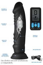 E-Stim and Vibrating Dildo With Remote - Black - Image 6