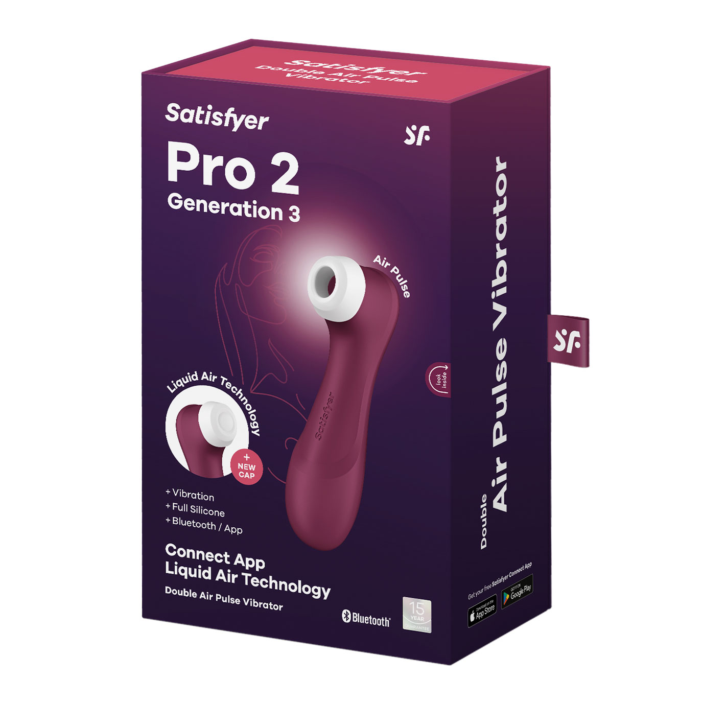 5sqoARhodkfRLODxckhrQ4N9MQFlpLZq Satisfyer Pro 2 Generation 3 Connect App Liquid Air Technology - Wine Red - Image 1