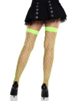 Ida Net Thigh High Stockings O/s - Neon Green - Image 2