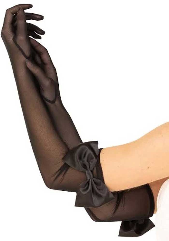 6zoA5LQigKlDuKgUSJFnivGrNG38Gj6W Bow Top Mesh Gloves - One Size - Black - Image 1