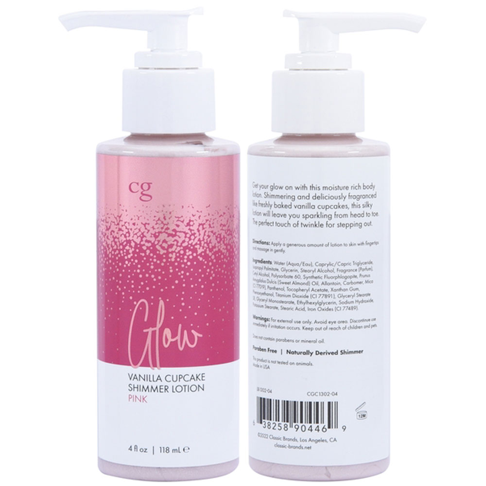7XyjDUdNFX8iYMgDPk8EMX37JjF0tRqk Glow Vanilla Cupcake Shimmer Lotion Pink 4 Oz - Image 1