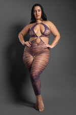 Set Me Free Footless Open Crotch Bodystocking - Queen - Dark Purple - Image 2