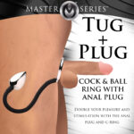 Tug Plus Plug Cock and Ball Ring With Anal Plug - Black - Image 6