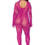 Bodystocking With Finger Gloves - Queen Size - Azalea