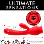 Blooming Bunny Sucking and Thrusting Silicone Rabbit Vibrator - Red - Image 5
