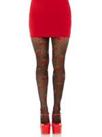 Polka Dot Cherry Tights - One Size - Black - Image 4