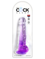 King Cock Clear 8 Inch With Balls - Purple