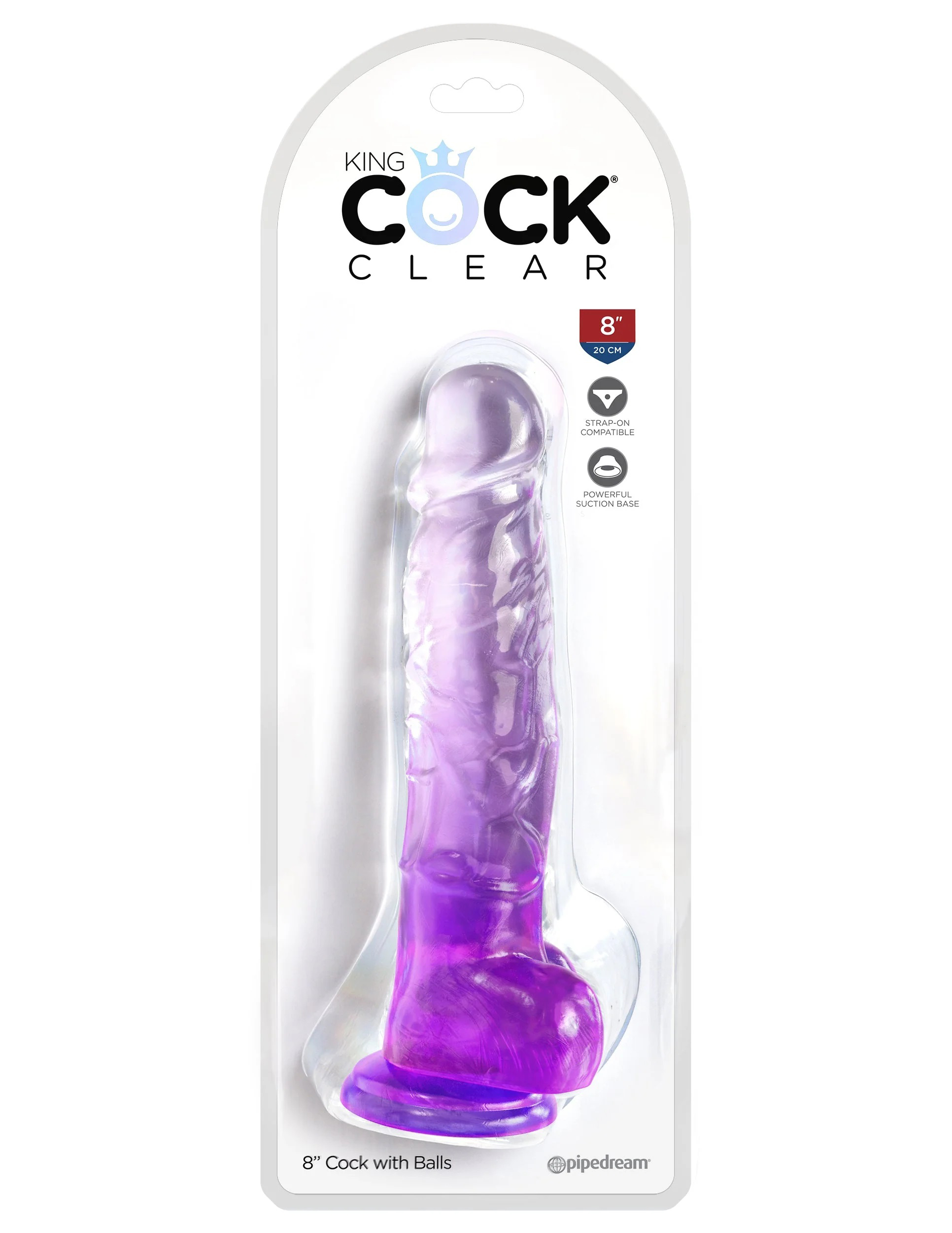 A6BiFejxHrpTxWM9EfUDEukQcDL6Xdeo King Cock Clear 8 Inch With Balls - Purple - Image 1