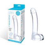 7 Inch Realistic Curved Glass G-Spot Dildo - Clear - Image 6