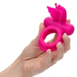 Silicone Rechargeable Dual Butterfly Ring - Pink - Image 9