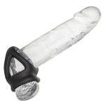 Alpha Liquid Silicone Dual Cage and Ring - Black Ring - Black - Image 9