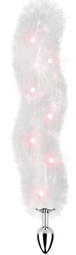 Foxy Tail - Light Up Faux Fur Butt Plug - White Plug - White - Image 2