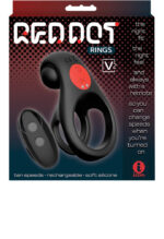 Red Dot Vibrating Cock Ring V2 With Remote - Black/red