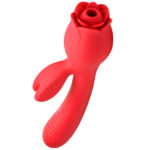 Blooming Bunny Sucking and Thrusting Silicone Rabbit Vibrator - Red - Image 3