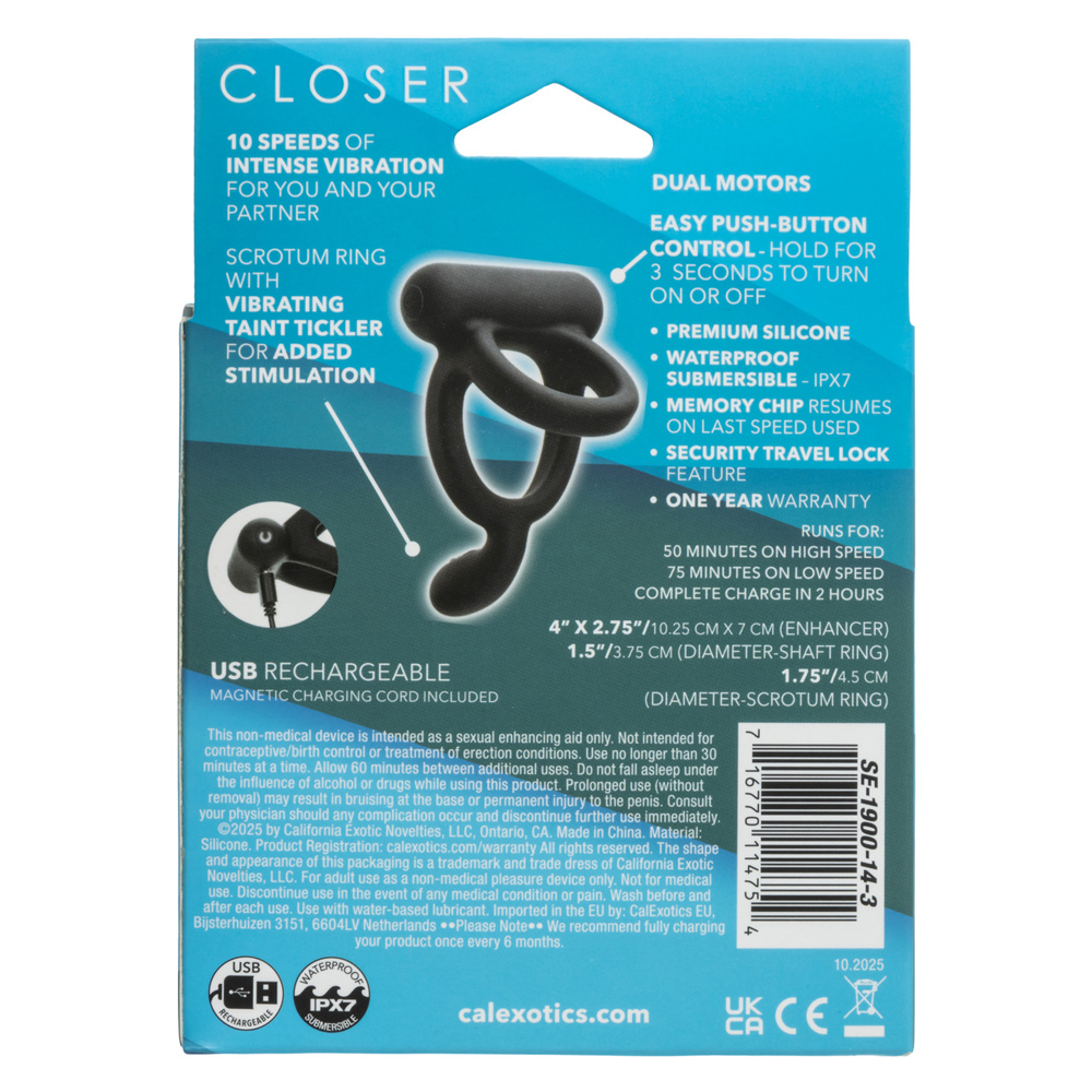 C6TlMqbU Closer Intimate Rechargeable Ring Caress - Black - Image 1