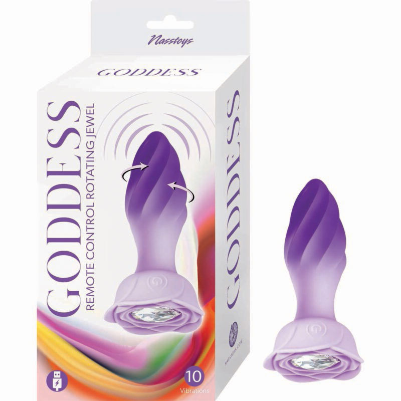 CJ9BXorW Goddess Remote Control Rotating Jewel Plug - Purple - Image 1