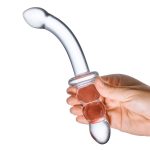 8 Inch Ribbed G-Spot Glass Dildo - Clear - Image 4