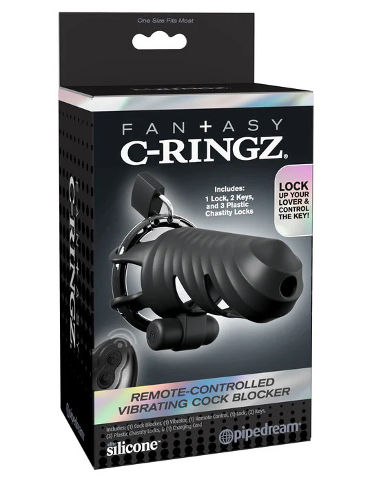 DGLNh8sF Fantasy C-Ringz Remote-Controlled Vibrating Cock Blocker - Black - Image 1