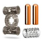 Stay Hard Vibrating Cock Ring Set With Dual Bullets Textured Sheath - Image 2