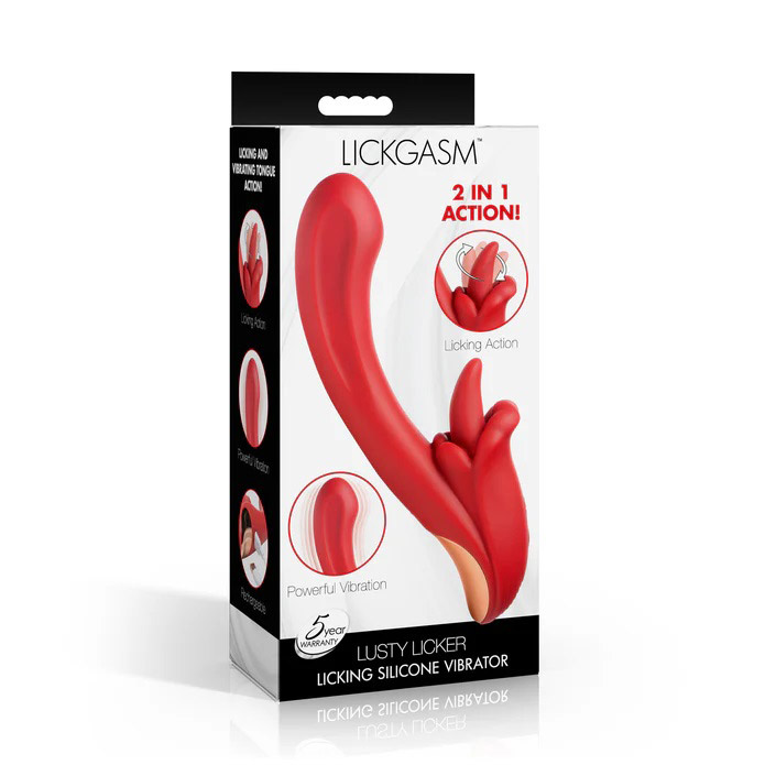 DhfZOZEn Lusty Licker Licking Silicone Vibrator - Red - Image 1
