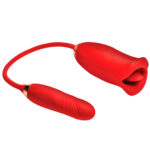 Magic Kiss Kissing Clitoral Stimulator With Thrusting Vibrator - Red - Image 2