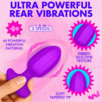 Ribbed Vibrating Silicone Butt Plug - Purple - Image 4