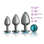 Teal Round Gem Anal Trainer Kit - Gunmetal - Image 6
