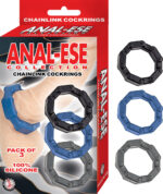 Anal-Ese Chainlink Cockrings - Black/blue/grey - Image 2