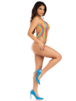 Rainbow Stripe Cross-Over Bodysuit - One Size - Multicolor - Image 2