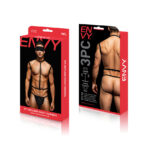 Envy 3 Pc Wet Look Chest Harness - Medium/large - Black