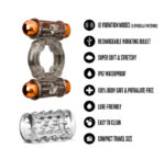 Stay Hard Vibrating Cock Ring Set With Dual Bullets Textured Sheath - Image 4