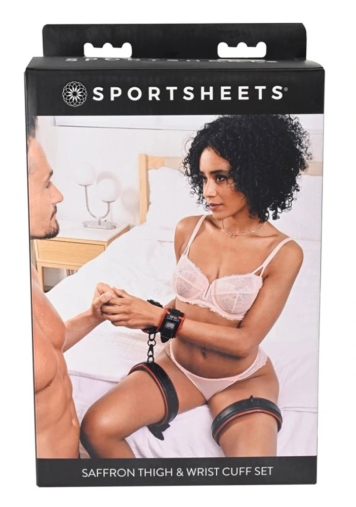 HaFX0QscU8kNEQiArYsvRYbus1DV5Noa Saffron Thigh and Wrist Cuff Set - Black/red - Image 1