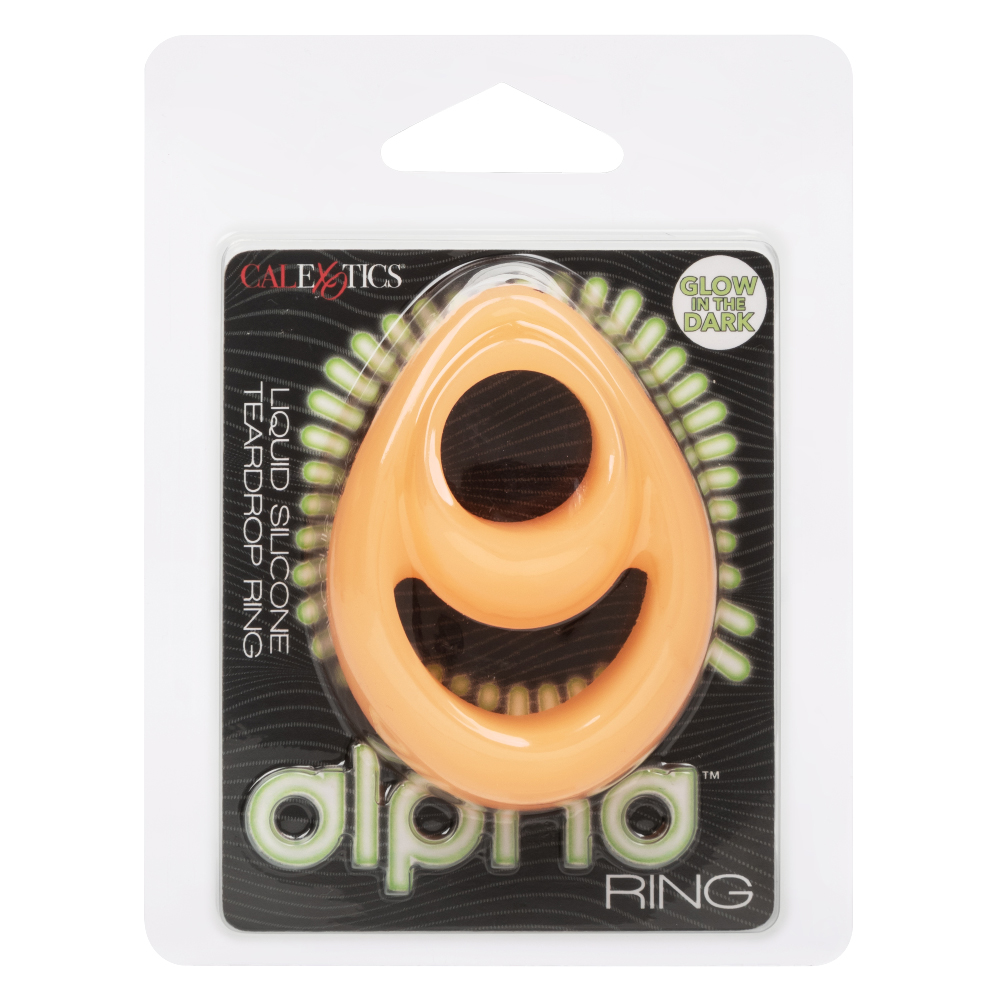Hlm367rmQuuwuzCkTmF4hoZlwvDmWucY Alpha Glow-in-the-Dark Liquid Silicone Teardrop Ring - Orange - Image 1